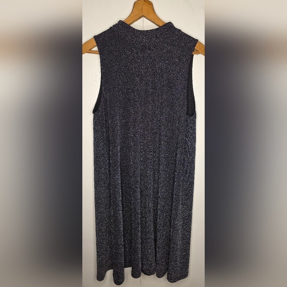 Retro sleeveless cocktail swing dress, black threaded with silver,, XL - Picture 13 of 16